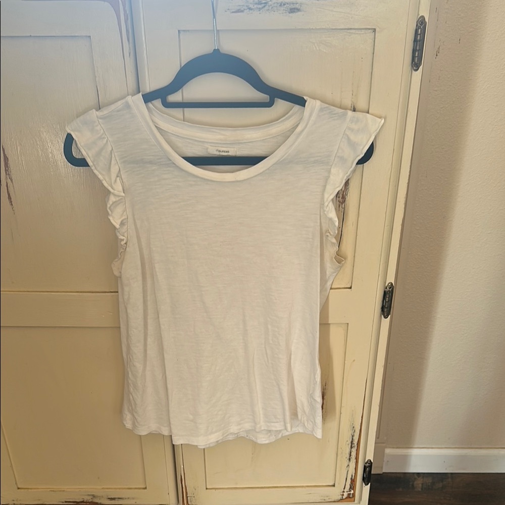 Maurices White Short Sleeve Ruffle Top